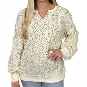 NEW EASEL flowers thermal top in ivory